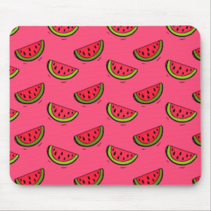 Summer Watermelon on Pink Pattern Mouse Pad