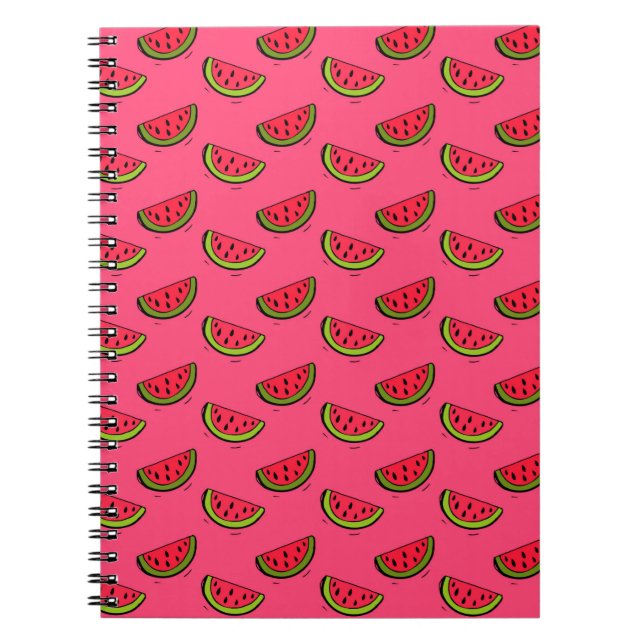 Summer Watermelon on Pink Pattern Notebook (Front)