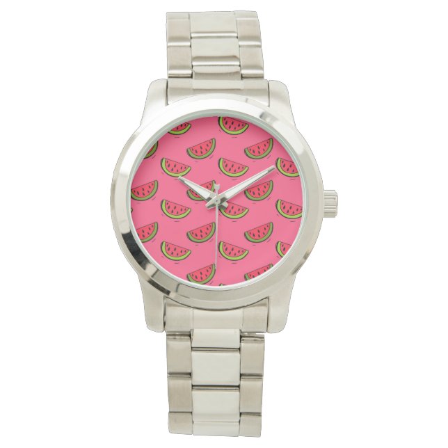 Summer Watermelon on Pink Pattern Watch (Front)