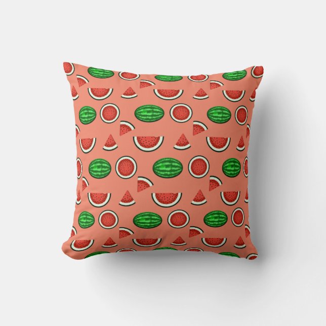 Summer Watermelon Pattern Throw Pillow (Front)