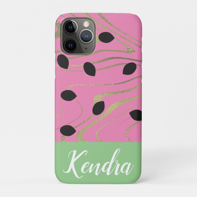 Summer Watermelon Seed Gold Swirl Illustration Case-Mate iPhone Case (Back)