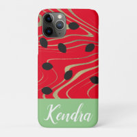 Summer Watermelon Seed Gold Swirl Illustration