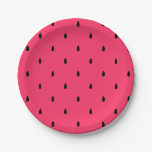 Summer Watermelon seed seamless pattern Paper Plate