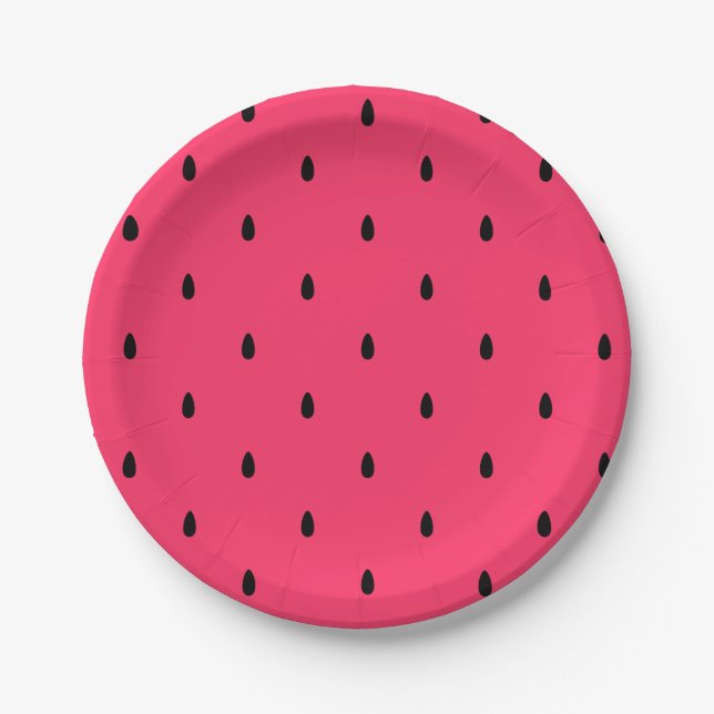 Summer Watermelon seed seamless pattern Paper Plate (Front)