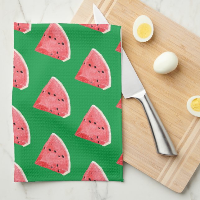 Summer Watermelon Slices Pattern  Kitchen Towel (Quarter Fold)