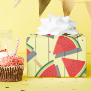 Summer Watermelon Slices Pattern, Red and Green Wrapping Paper
