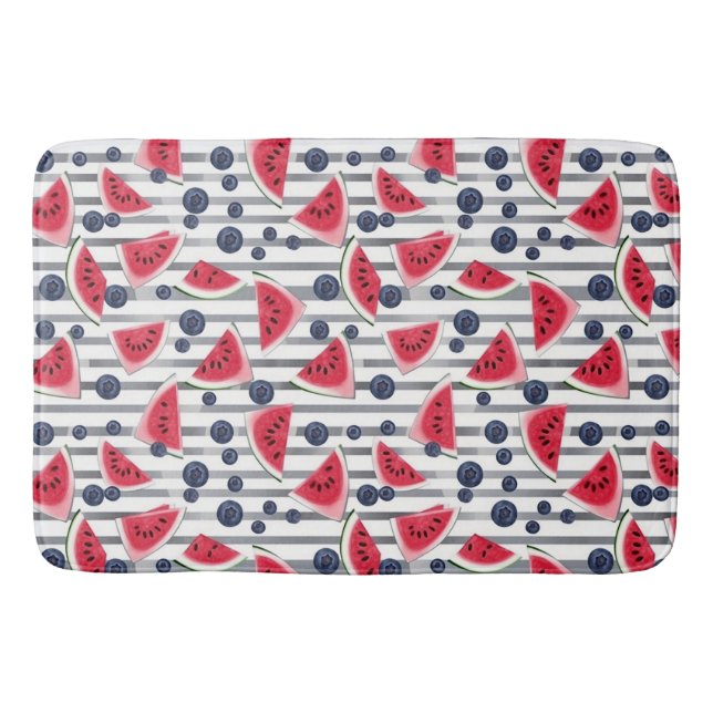Summer Watermelon Stripes Bath Mat (Front)