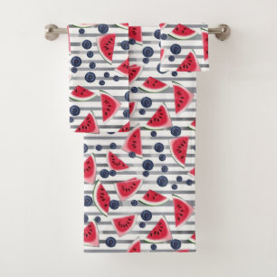 Summer Watermelon Stripes Bath Towel Set
