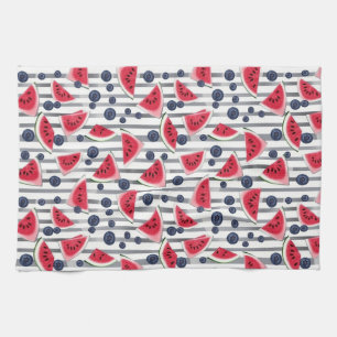 Summer Watermelon Stripes Kitchen Towel