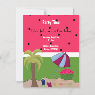 Summer Watermelon Theme Birthday Invitation