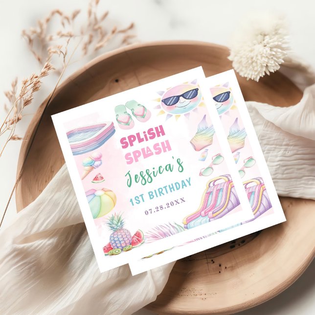 Summer Waterslide Girl Birthday Party  Napkin (Creator Uploaded)