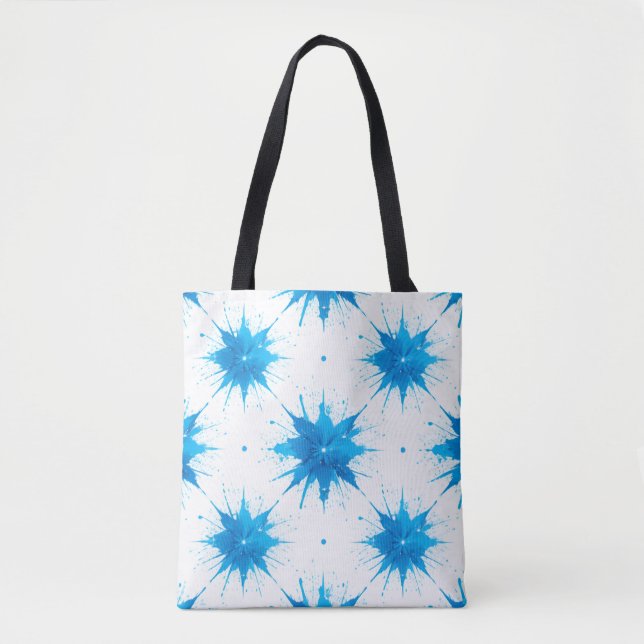 Summer Waves Geometric Blue Splash Tote Bag  (Front)