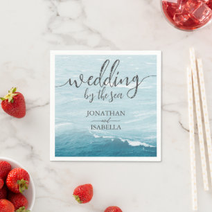 Summer wedding by the blue wavy sea ombre ocean napkin