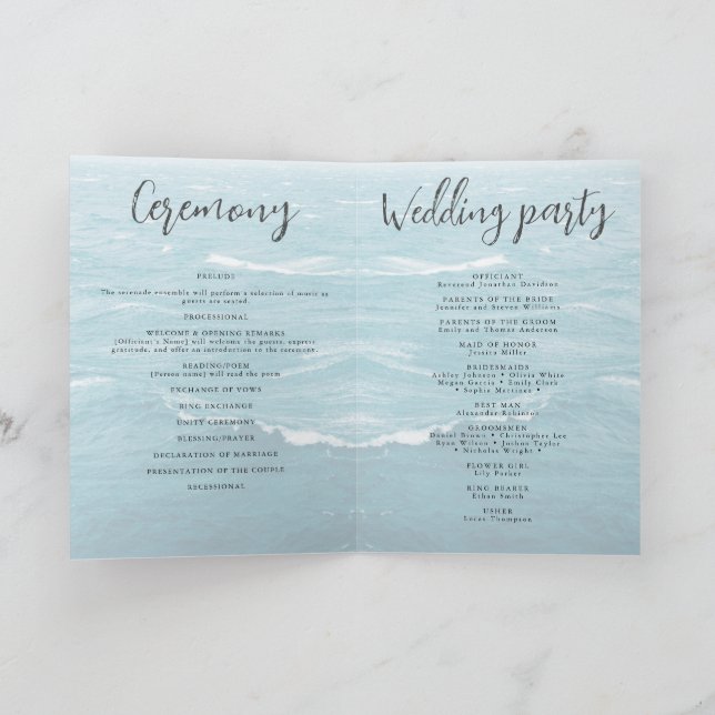 Summer wedding by the blue wavy sea ombre ocean program (Inside)