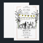 Summer Wedding hand drawn stringlights outdoor Invitation<br><div class="desc">Modern Wedding invitation card.</div>