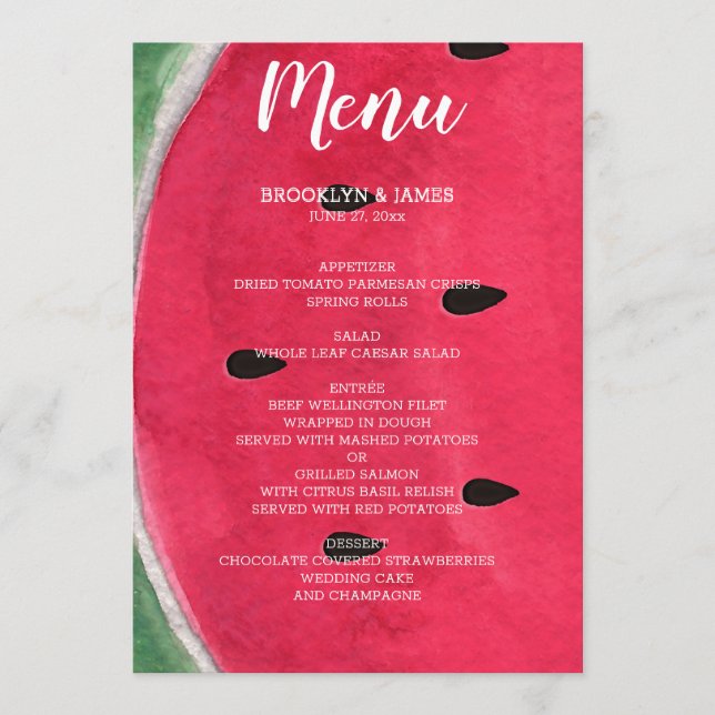 Summer Wedding Menu With Watermelon (Front)