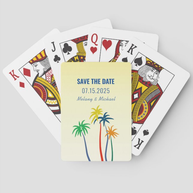 Summer Wedding Save The Date Invitation Playing Cards (Back)