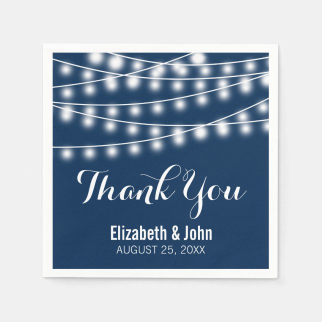 Summer Wedding String Lights Design Napkin (Front)