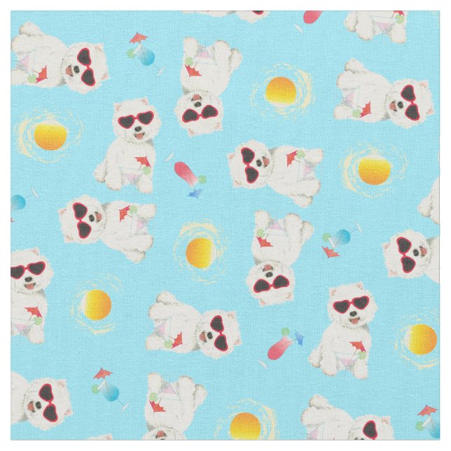 Summer Westie Fabric (Close Up)