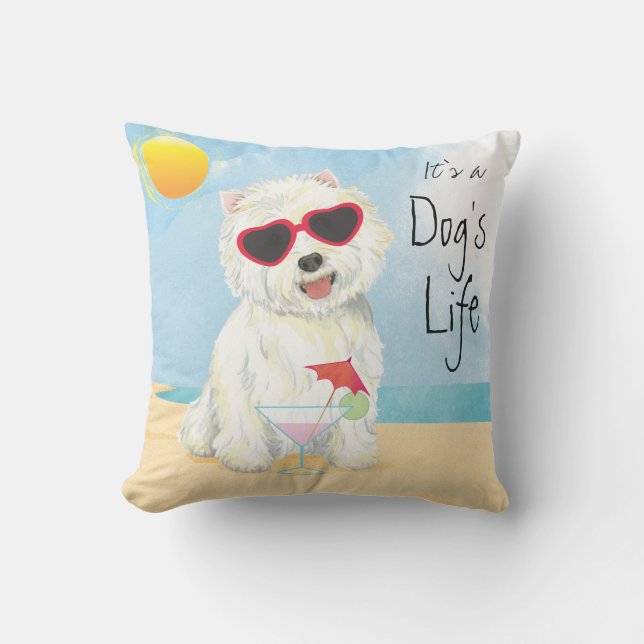 Summer Westie Outdoor Pillow (Front)