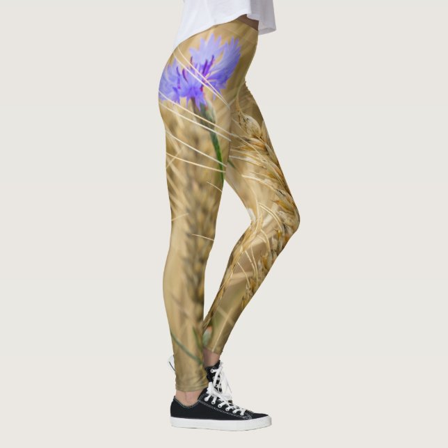 Summer wheat field with blue cornflowers leggings (Right)
