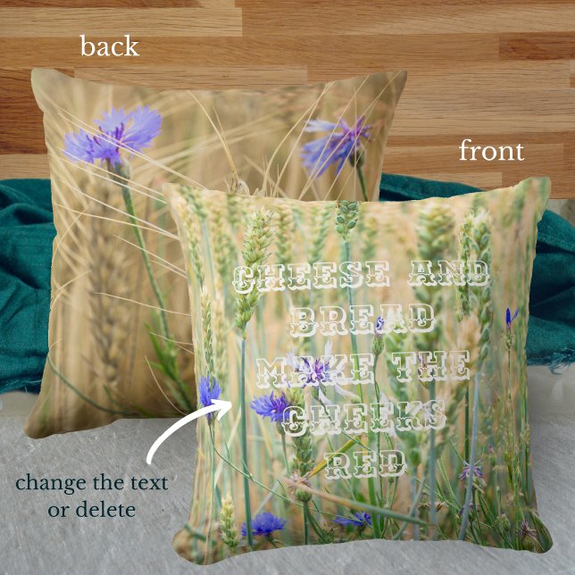 Summer wheat field with blue cornflowers  throw pillow (Creator Uploaded)