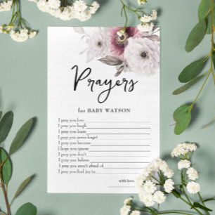 Summer White Floral Prayers for Baby Shower Card
