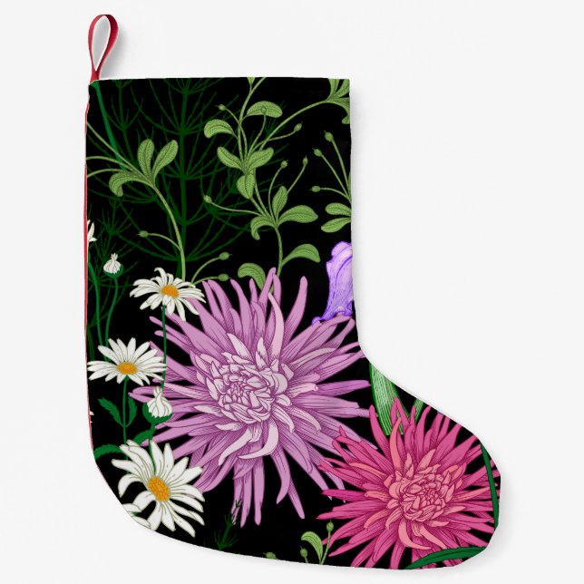 Summer Wild Flowers Seamless Sketch Small Christmas Stocking (Front)