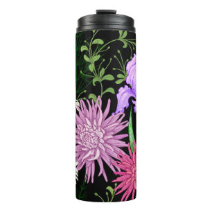 Summer Wild Flowers Seamless Sketch Thermal Tumbler