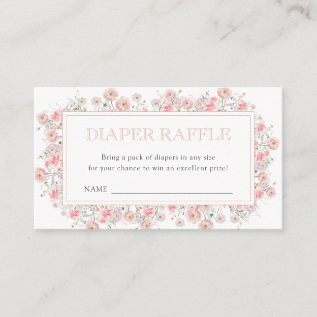 Summer Wildflower Baby Shower Diaper Raffle Enclosure Card (Front)