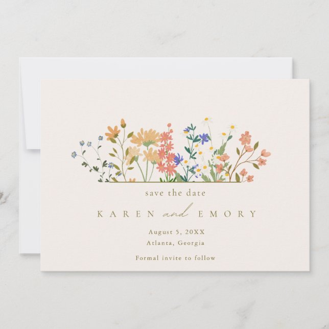 Summer Wildflower Boho Wedding  Save The Date (Front)