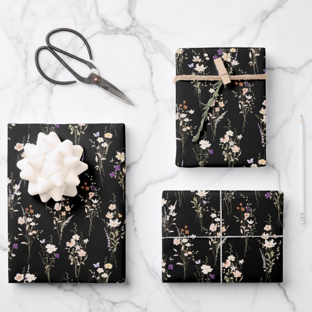 Summer Wildflower Bouquets Wrapping Paper Sheet (Front)