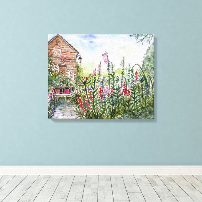Summer Wildflower English Garden in York Canvas Print (Insitu(Wood Floor))