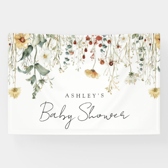 Summer Wildflower Field Baby Shower Banner (Horizontal)