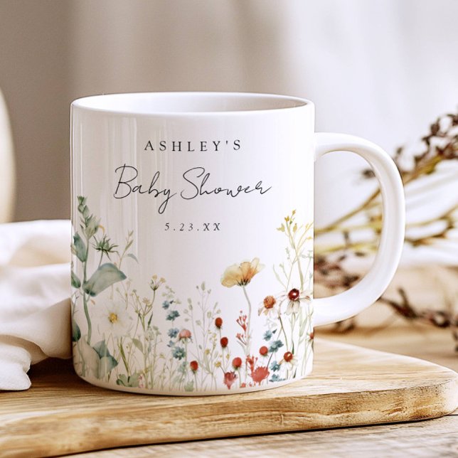 Summer Wildflower Field Baby Shower Favour Coffee Mug (Creator Uploaded)