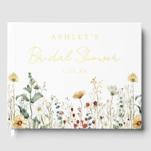 Summer Wildflower Field Bridal Shower Guest Book