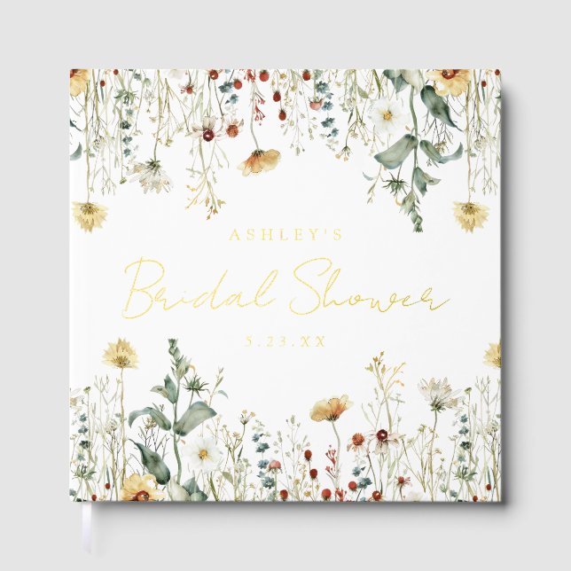 Summer Wildflower Field Bridal Shower Guest Book (Front)