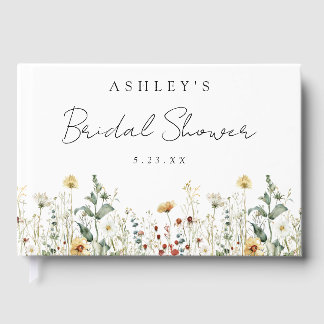 Summer Wildflower Field Bridal Shower Guest Book