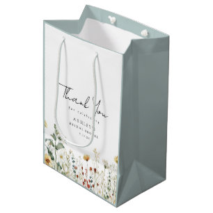 Summer Wildflower Field Bridal Shower Thank You Medium Gift Bag