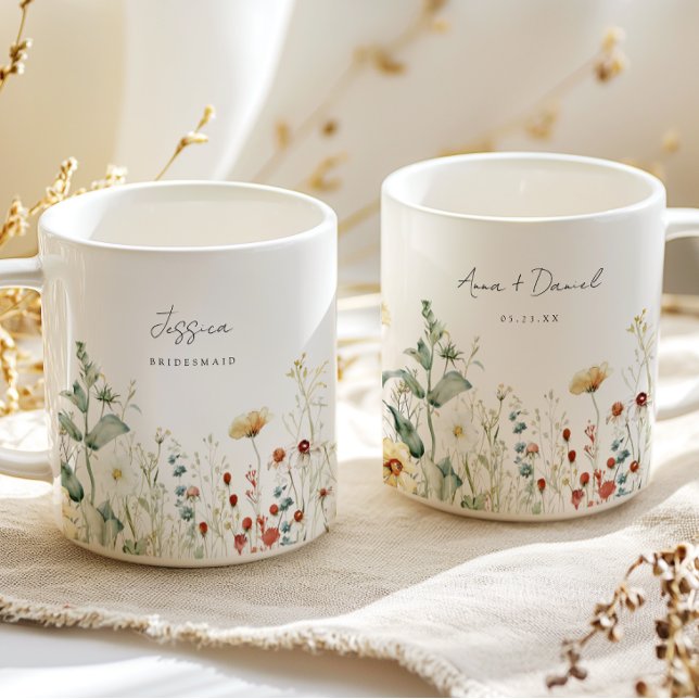 Summer Wildflower Field Bridesmaid Wedding Favor Coffee Mug (Creator Uploaded)