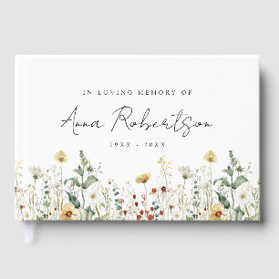 Summer Wildflower Field In Loving Memory Funeral Guest Book