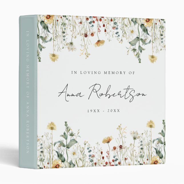 Summer Wildflower Field Memorial Funeral Binder (Front/Spine)