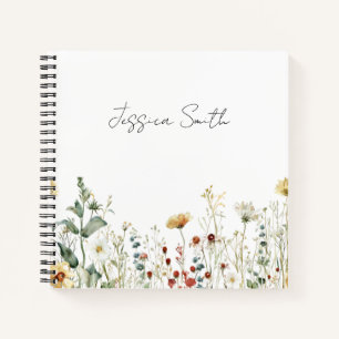 Summer Wildflower Field Personalized Notebook