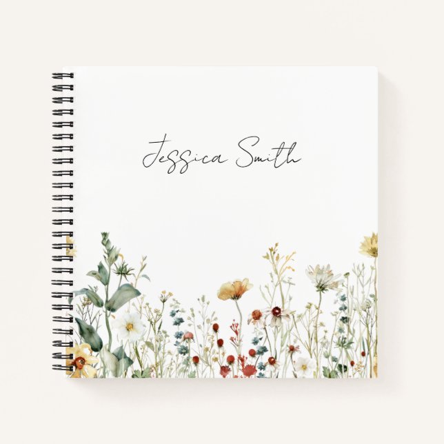 Summer Wildflower Field Personalized Notebook (Front)