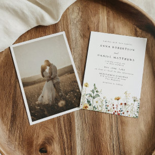 Summer Wildflower Field Photo Wedding Invitation