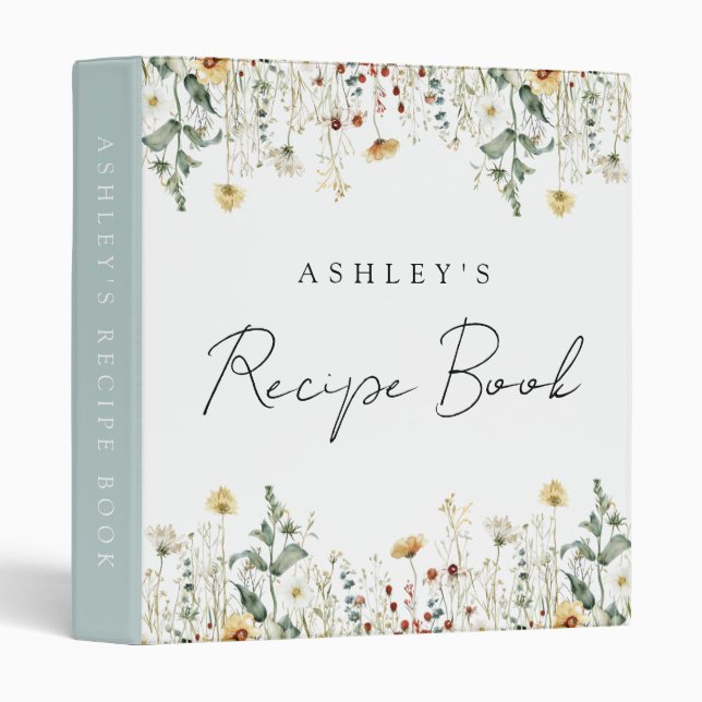 Summer Wildflower Field Recipe Book Binder (Front/Spine)
