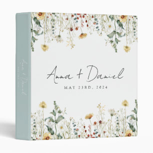 Summer Wildflower Field Wedding 3 Ring Binder