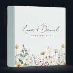 Summer Wildflower Field Wedding Binder<br><div class="desc">This design features a watercolor border of wildflowers in shades of gold,  red,  blue,  and green. Perfect for spring and summer weddings.</div>