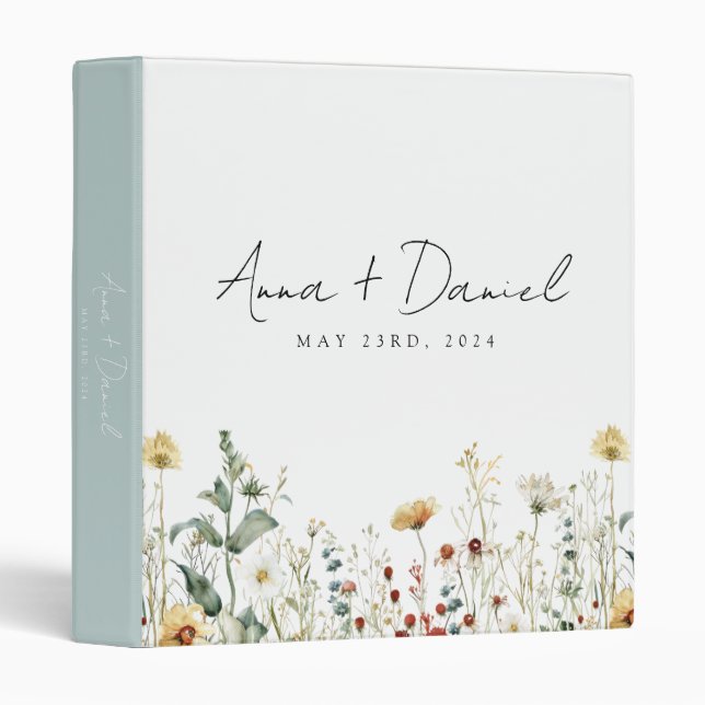 Summer Wildflower Field Wedding Binder (Front/Spine)