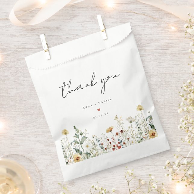 Summer Wildflower Field Wedding Favor Bag (Clipped)